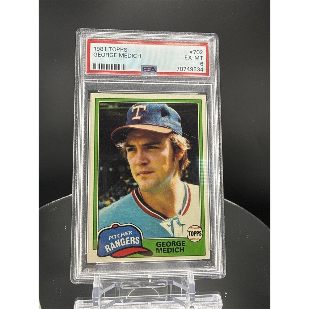 George Medich 1981 Topps PSA 6 Graded Card Texas Rangers #702